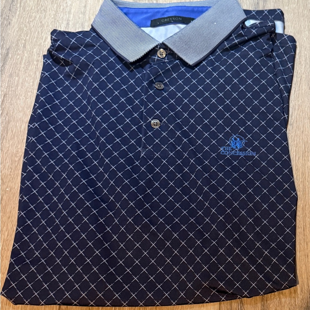 Greyson Blue Polo Shirt with Diamond Pattern